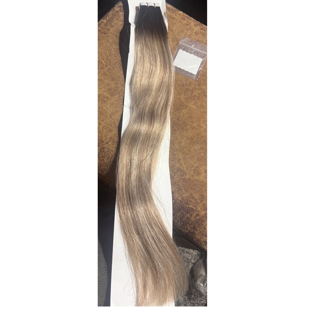 20 Inch Tape In Hair Extensions Ombre Dark Brown to Ash Blonde 50g 20pcs TP3824 - Picture 8 of 10